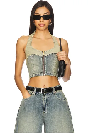 ABrand Roxie Denim Halter Top
