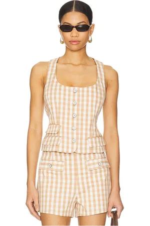 Cinq A Sept Gingham Denim Lovina Top