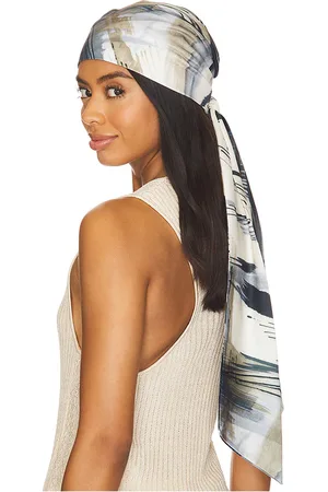 EUGENIA KIM Gigi Headscarf Ivory Beige & Navy