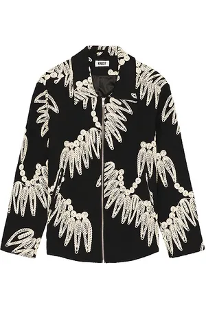 Saks Fifth Avenue Palmetto Embroidered Zip Jacket