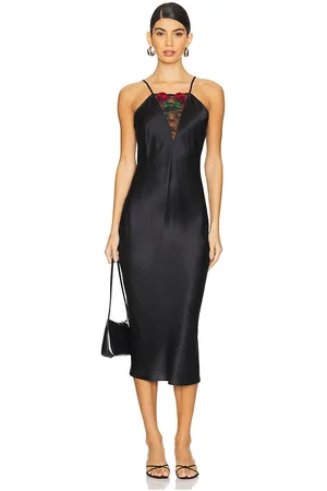 FLEUR DU MAL Bleeding Rose Embroidery Slip Dress