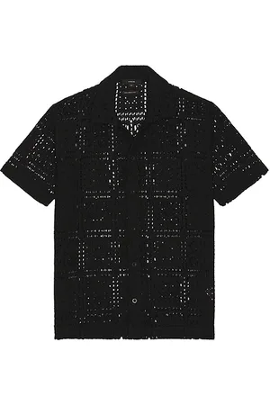 Vince Knit Crochet Short Sleeve Button Down Shirt
