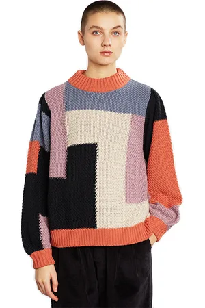 Dedicated Sweater Knitted Rutbo Blocks Multi Berry