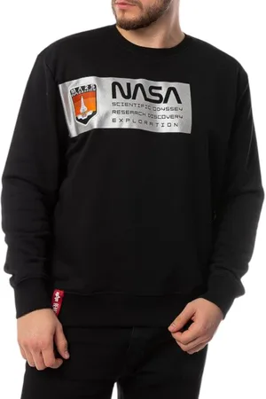 Alpha Industries Bluzy, Mężczyzna, Czarny, S, Bawełna, Bluza