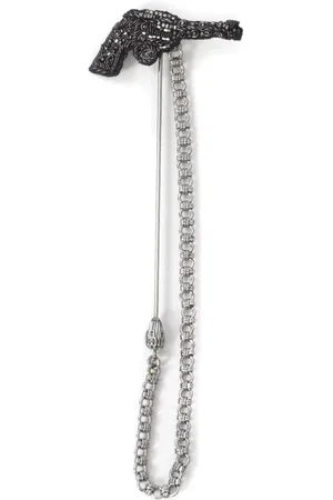 Dolce & Gabbana Akcesoria, Mężczyzna, Szary, ONE SIZE, Elegancka Broszka Jewel Gun