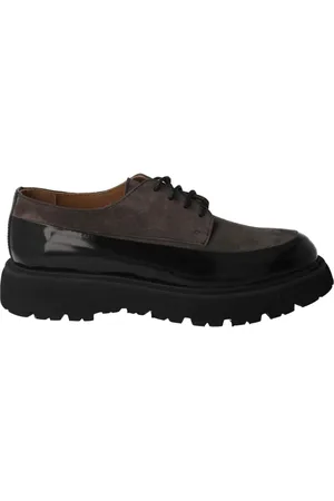 Calce Buty, Kobieta, Czarny, 40 EU, Zamsz, Czarno-Szare Skórzane Buty na Sznurowadła dla Kobiet