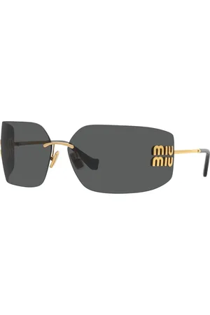 Miu Miu Akcesoria, Kobieta, Żółty, ONE SIZE, Okulary przeciwsłoneczne w kolorze złoto/ciemnoszarym