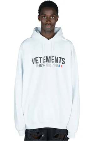 Vetements Bluzy, Mężczyzna, Biały, L, Bluza z Kapturem z Grafiką