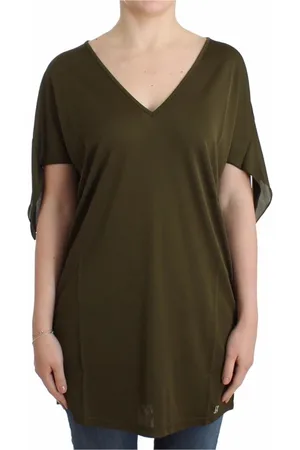 John Galliano Bluzki, Kobieta, Zielony, M, Rayon, Żywa Zielona Bluzka z Detalami Logo