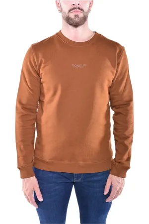 Dondup Bluzy, Mężczyzna, brązowy, L, Bawełna, Logo Crewneck Sweatshirt