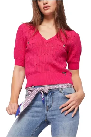 Gaudi Swetry, Kobieta, Różowy, L, V-neck Knitwear