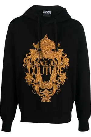 VERSACE Bluzy, Mężczyzna, Czarny, M, Len, Stylowy Męski Bawełniany Hoodie