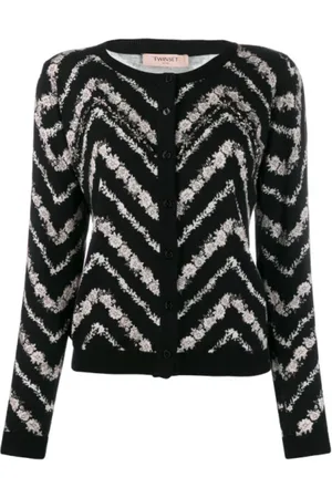 Twin-Set Swetry, Kobieta, Wielobarwność, S, Chevron Kwiatowy Motyw Sweter