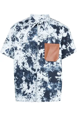 FERRARI Koszule, Mężczyzna, Niebieski, L, Denim, Short Sleeve Shirts