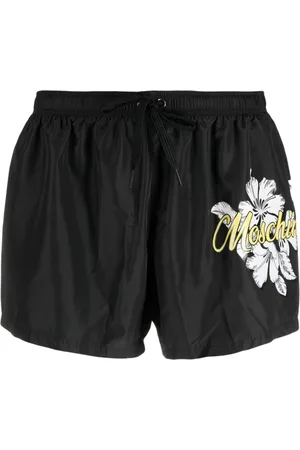 Moschino Stroje kąpielowe, Mężczyzna, Czarny, S, Czarne kąpielówki z kwiatowym wzorem dla mężczyzn