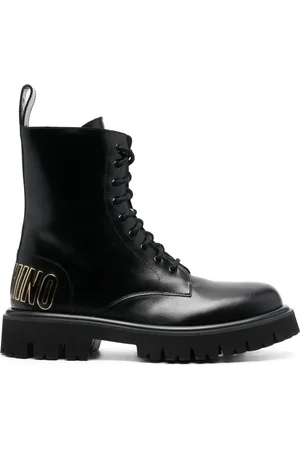 Moschino Buty, Mężczyzna, Czarny, 44 EU, Logo-Wytłaczane Botki