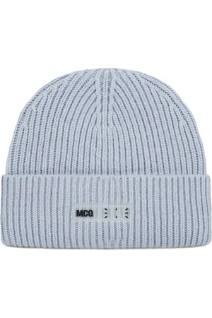 Alexander McQueen Akcesoria, Kobieta, Fioletowy, M, Ic 0 Logo Wełniana Czapka