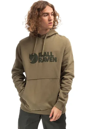 Fjällräven Bluzy, Mężczyzna, Zielony, M, Bluza męska Fjallraven Logo Hoodie F84144 622 XL