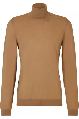 HUGO BOSS Swetry, Mężczyzna, Beżowy, S, Len, Turtlenecks