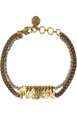 Alexander McQueen Akcesoria, Kobieta, Różowy, ONE SIZE, Graffiti Gruby Bransoletka - Antyczne Złoto - Metal