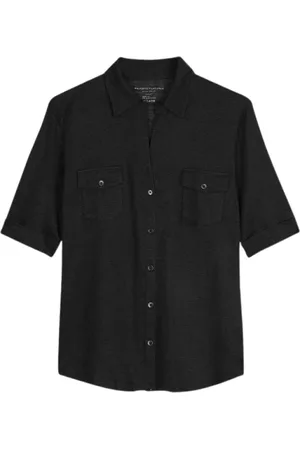 Majestic Koszule, Kobieta, Czarny, L, Short Sleeve Shirts