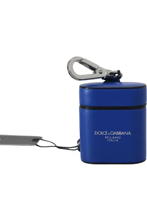 Dolce & Gabbana Torebki, Kobieta, Niebieski, ONE SIZE, Modny niebieski etui na Airpods z skóry