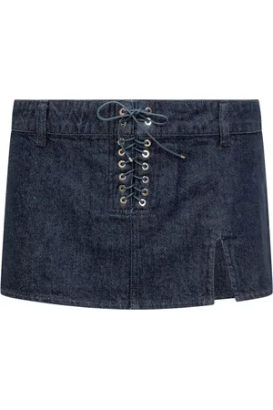 Ludovic De Saint Sernin Spódnice, Kobieta, Niebieski, M, Denim, Mini Spódnica z Wiązaniem