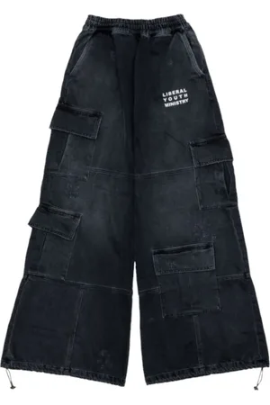 Liberal Youth Ministry Jeansy, Mężczyzna, Czarny, M, Denim, Czarne Spodnie Cargo z Denimu
