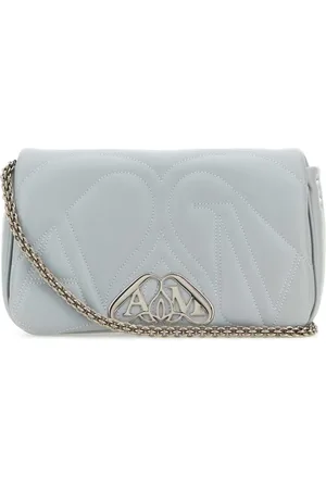 Alexander McQueen Torebki, Kobieta, Niebieski, ONE SIZE, Mała niebieska skórzana torba na ramię Seal