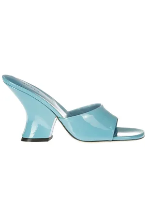By Far Buty, Kobieta, Niebieski, 36 EU, Aquamarine Lakierowane Mulesy na Obcasie
