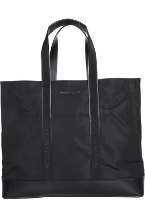Alexander McQueen Torebki, Mężczyzna, Czarny, ONE SIZE, Nylon, Czarna skórzana i nylonowa torba