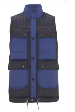 Barbour Kurtki, Mężczyzna, Niebieski, XL, Pikowany granatowy kamizelka z unikalnymi wzorami tkanin