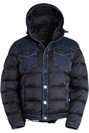 MOORER Kurtki, Mężczyzna, Niebieski, L, Denim, Bomber Kurtka