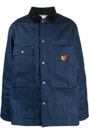 Sky High Farm Kurtki, Mężczyzna, Niebieski, M, Denim, Niebieska Kurtka Jeansyowa z Emblematem