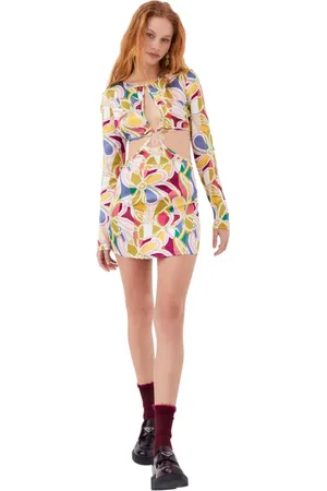 For Love & Lemons Sukienki, Kobieta, Beżowy, XS, Short Sukienki