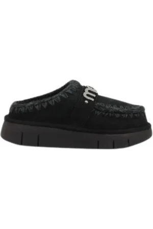 Mou Buty, Kobieta, Czarny, 38 EU, Czarna drewniak z metalowym logo