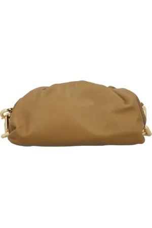 Bottega Veneta Pre-owned, Kobieta, Beżowy, ONE SIZE, Skóra, Beżowa Skórzana Kopertówka Bottega Veneta z Łańcuchem