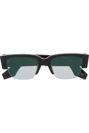 Alexander McQueen Akcesoria, Kobieta, Czarny, ONE SIZE, Czarne Okulary przeciwsłoneczne z Przeciętym Kształtem i Półramką