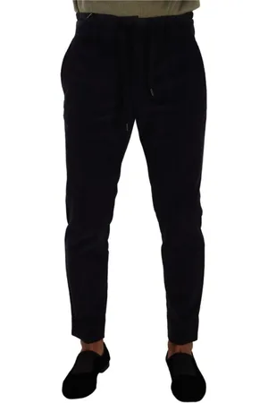 Dolce & Gabbana Spodnie, Mężczyzna, Niebieski, M, Bawełna, Ciemnoniebieskie Spodnie Skinny z Sztruksu