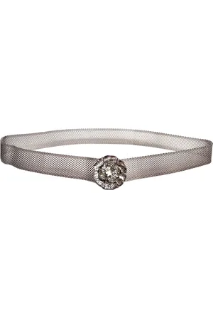CHANEL Pre-owned, Kobieta, Szary, ONE SIZE, Vintage Metalowy Pasek z Perłową Kamelią