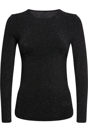 MVP Wardrobe Swetry, Kobieta, Czarny, L, Nylon, Metaliczny Top Długie Rękawy
