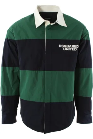 Dsquared2 Koszule, Mężczyzna, Zielony, M, Męska Koszula Casual w Zielono-Niebieskim Poliestrze