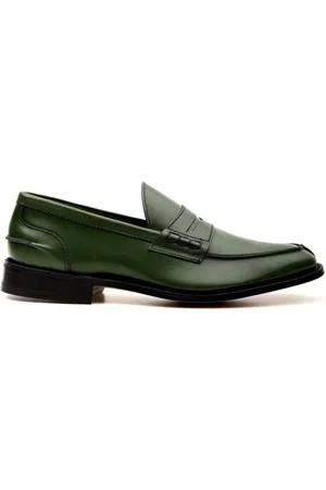 TRICKERS Buty, Mężczyzna, Zielony, 40 EU, Zielone mokasyny anilinowe dla mężczyzn