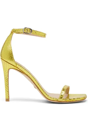 Stuart Weitzman Buty, Kobieta, Żółty, 37 EU, Skóra, Nudistcurve 100 Sandal