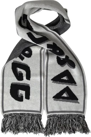 Dolce & Gabbana Akcesoria, Mężczyzna, Szary, ONE SIZE, Kaszmir, Zapaska z frędzlami z kaszmiru