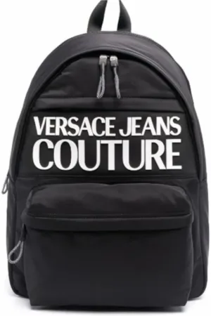VERSACE Torebki, Mężczyzna, Czarny, ONE SIZE, Nylon, Czarny Plecak Męski z Logo