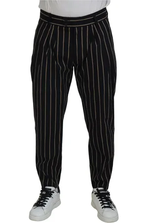 Dolce & Gabbana Spodnie, Mężczyzna, Czarny, S, Czarne Beżowe Spodnie Chino w Paski