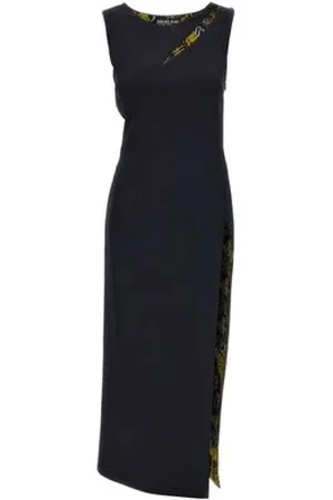 VERSACE Sukienki, Kobieta, Czarny, M, Sukienka Damska z Wzorem Barokowym