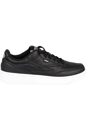 Fila Buty, Mężczyzna, Czarny, 41 EU, Skórzane Sneakersy z Okrągłym Nosem