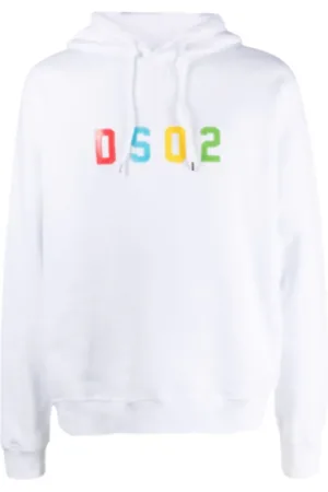 Dsquared2 Bluzy, Mężczyzna, Biały, M, Bawełna, Biała bawełniana bluza z kapturem